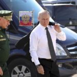 Russia’s President Vladimir Putin and Russian Defense Minister Sergei Shoigu arrive to attend the opening of the Army 2022 International Military and Technical Forum in the Patriot Park outside Moscow, Russia, Monday, Aug. 15, 2022. Putin vowed to strengthen Russia’s military cooperation with its allies. (Mikhail Klimentyev, Sputnik, Kremlin Pool Photo via AP)
