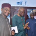 From left, Mr Haruna Abdullahi, Acting Chairman FCT-IRS, Mr Silas Nwoha, Editor-In-Chief NAN and Mr Mustapha Sumaila, Head, Communications FCT-IRS.