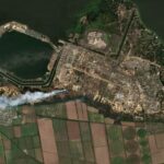 Overview of Zaporizhzhia nuclear power plant and fires, in Enerhodar in Zaporizhzhia region, Ukraine, August 24, 2022. European Union, Copernicus Sentinel-2 imagery/Handout via REUTERS