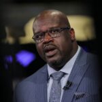 Former basketball star Shaquille O’Neal, speaks during an interview on CNBC about joining the board of Papa John’s International Inc., on the floor of the New York Stock Exchange (NYSE) in New York, U.S., March 22, 2019. REUTERS/Brendan McDermid/File Photo