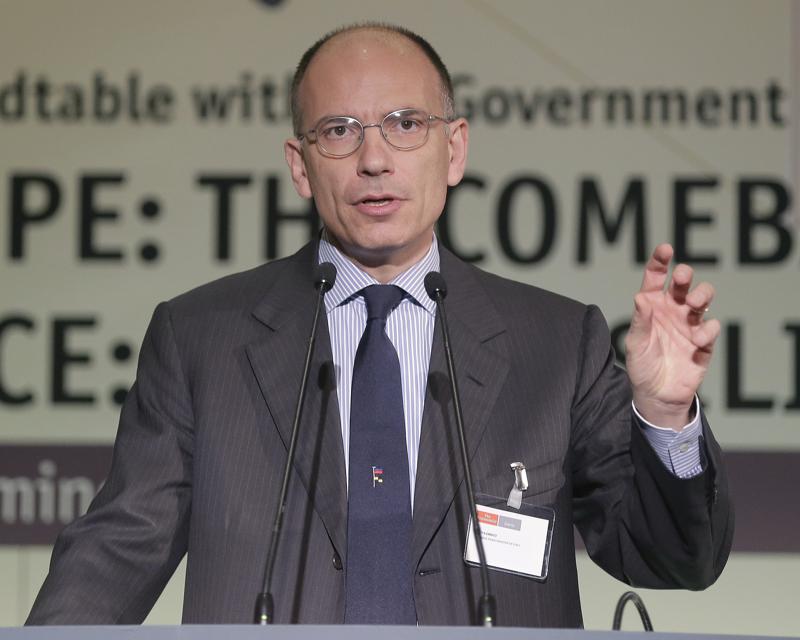 FILE – Former Italian Premier Enrico Letta gives a speech during an economic conference in Athens, on May 14, 2015. Democratic Party leader Enrico Letta underlined threats to European democracy by right-wing nationalistic parties in a video released in multiple languages Saturday, Aug. 13, 2022, underlining that his party would maintain Italy at the center of the EU if it leads in early parliamentary elections next month. (AP Photo/Petros Giannakouris)