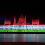 FILE – The colors of the Hungarian flag illuminate the Parliament building to mark the national holiday celebrating Hungary’s statehood in Budapest, Hungary, Saturday, Aug. 20, 2022. State founder St. Stephen I, the first king of Hungary was crowned in 1000 A.D. The two top officials of Hungary’s meteorological service have been fired after an inaccurate rain forecast prompted the postponement of a fireworks display on the country’s most important national holiday. (Peter Lakatos/MTI via AP, File)