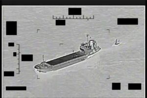 This photo released by the U.S. Navy shows the Iranian Revolutionary Guard ship Shahid Bazair, left, towing a U.S. Navy Saildrone Explorer in the Persian Gulf on Tuesday, Aug. 30, 2022. The U.S. Navy’s Mideast-based 5th Fleet said Tuesday that Iran’s paramilitary Revolutionary Guard seized and later let go of a U.S. sea drone in the Persian Gulf. Iran did not immediately acknowledge the incident, though it comes amid heightened tensions over Tehran’s tattered nuclear deal with world powers. (U.S. Navy via AP)