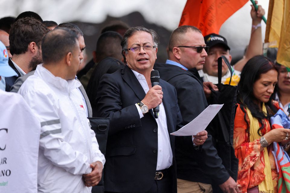 Colombian President-elect Gustavo Petro speaks during a symbolic swearing-in ceremony organized by social, popular, ethnic and ancestral organizations of Colombia, in Bogota, Colombia August 6, 2022. REUTERS/Luisa Gonzalez/File Photo