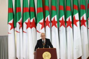 Newly elected Algerian President Abdelmadjid Tebboune delivers a speech during a swearing-in ceremony in Algiers, Algeria December 19, 2019. REUTERS/Ramzi Boudina/File Photo