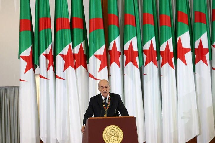 Newly elected Algerian President Abdelmadjid Tebboune delivers a speech during a swearing-in ceremony in Algiers, Algeria December 19, 2019. REUTERS/Ramzi Boudina/File Photo