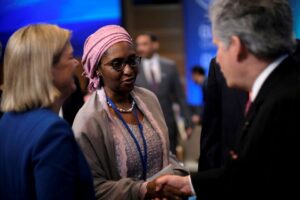 Nigerian Finance Minister Zainab Ahmed attends the IMF and World Bank’s 2019 Annual Spring Meetings, in Washington, U.S. April 13, 2019. REUTERS/James Lawler Duggan/File Photo