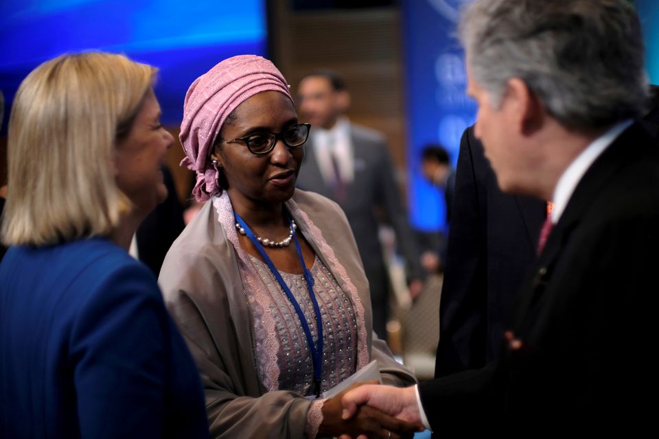 Nigerian Finance Minister Zainab Ahmed attends the IMF and World Bank’s 2019 Annual Spring Meetings, in Washington, U.S. April 13, 2019. REUTERS/James Lawler Duggan/File Photo