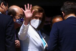U.S. House of Representatives Speaker Nancy Pelosi waves while leaving the parliament in Taipei, Taiwan August 3, 2022. REUTERS/Ann Wang