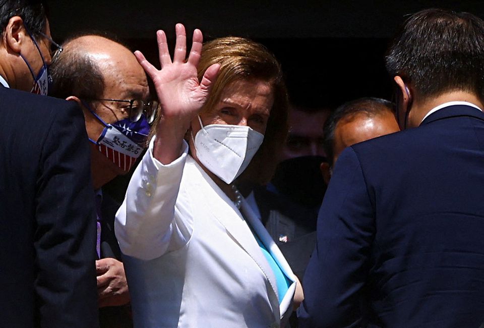 U.S. House of Representatives Speaker Nancy Pelosi waves while leaving the parliament in Taipei, Taiwan August 3, 2022. REUTERS/Ann Wang