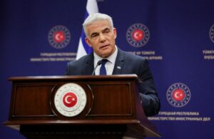 Israel’s Foreign Minister Yair Lapid speaks during a news conference as he meets Turkey’s Foreign Minister Mevlut Cavusoglu in Ankara, Turkey June 23, 2022. REUTERS/Umit Bektas/File Photo