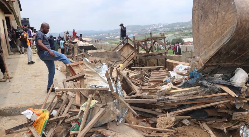 FCTA officials pull-down illegal commercial structures in Abuja