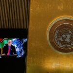 Vanuatu’s Prime Minister Bob Loughman remotely addresses the 76th Session of the U.N. General Assembly by pre-recorded video, in New York City, U.S., September 25, 2021. REUTERS/Eduardo Munoz/Pool/File Photo