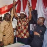 Abia LP candidate for governor Alex Otti (L) and running mate Ikechukwu Emetu (C)