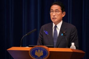Japan’s Prime Minister Fumio Kishida delivers a speech at his official residence in Tokyo, Japan July 14, 2022. Xinhua/Zhang Xiaoyu/Pool via REUTERS/File Photo