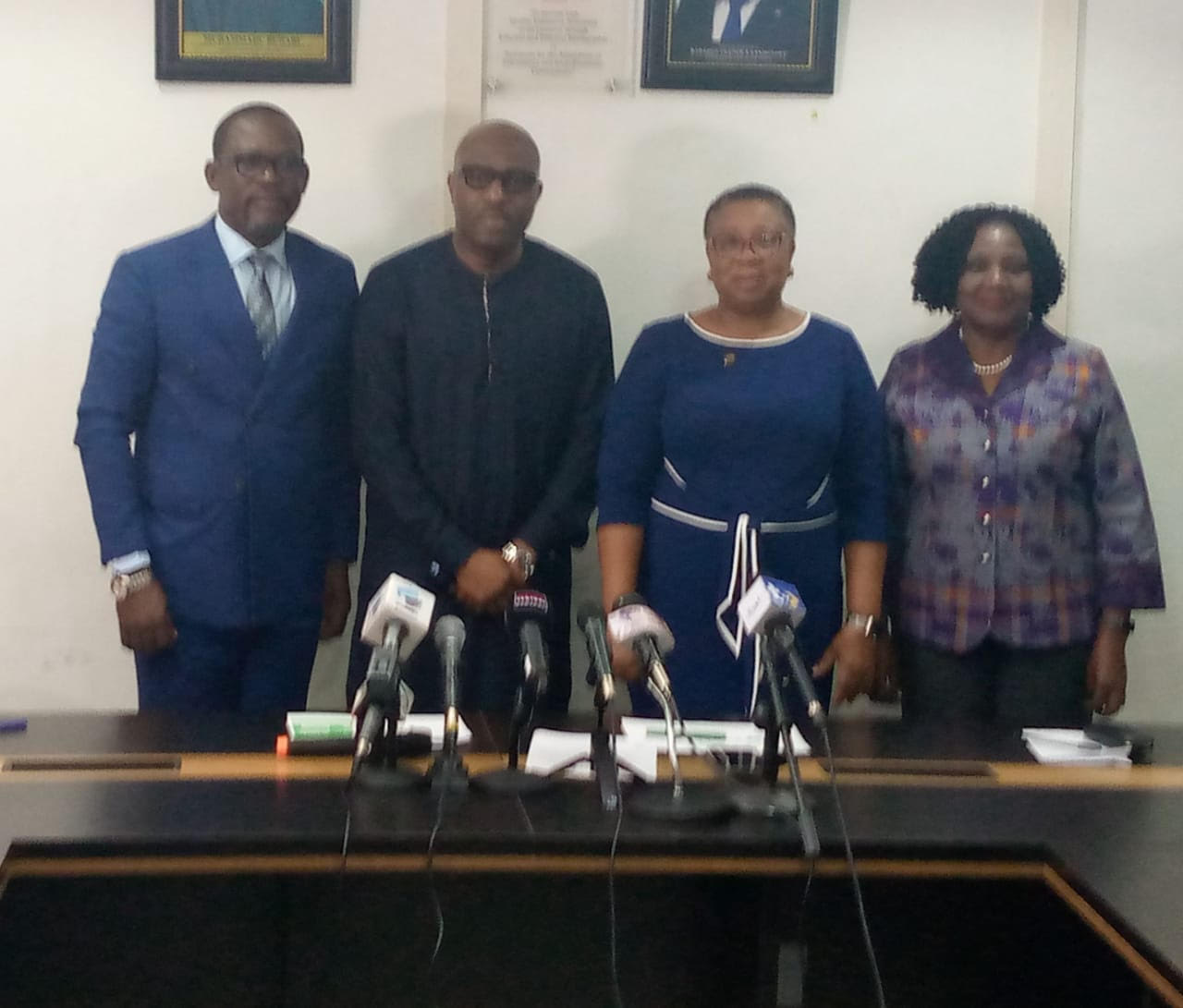 R-L: Executive Sec, Lagos State Technical and Vocational Board (LASTVEB), Mrs Morenike Azeez, Lagos State Commissioner for Education Mrs Folashade Adefisayo, Senior Special Assistant to President on Education Intervention Mr Fela Bank-Olemoh at the launch of T-MAX program in Lagos on Monday