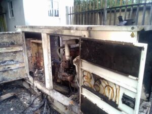 The generator burnt in the inferno at Government House