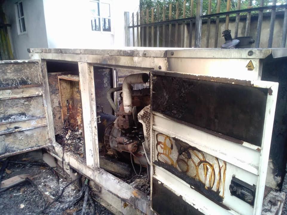The generator burnt in the inferno at Government House