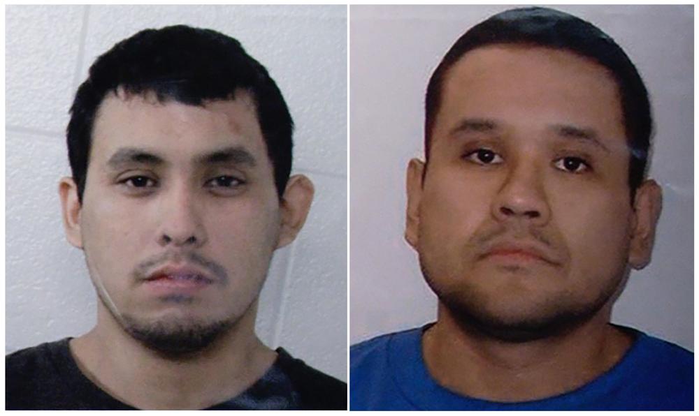 FILE – This combination of images shown during a press conference at the Royal Canadian Mounted Police “F” Division headquarters in Regina, Saskatchewan, on Sunday, Sept. 4, 2022, shows Damien Sanderson, left, and his brother Myles Sanderson. Canadian police said Monday, Sept. 5 Damien Sanderson, one of the suspects in the killing of multiple people in a series of stabbings has been found dead, and his injuries are not self inflicted. They said his brother, also a suspect, may be injured and remains on the run. (Royal Canadian Mounted Police via AP, File)