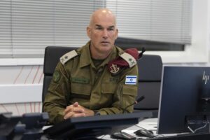 Maj. Gen. Ori Gordin, who just completed a term as head of Israel’s Home Front Command. He is now the incoming head of the Northern Command, during an interview to Associated Press at the Home Front Command base near the city of Ramla, Israel, Monday, Aug. 29, 2022. (AP Photo/Tsafrir Abayov)