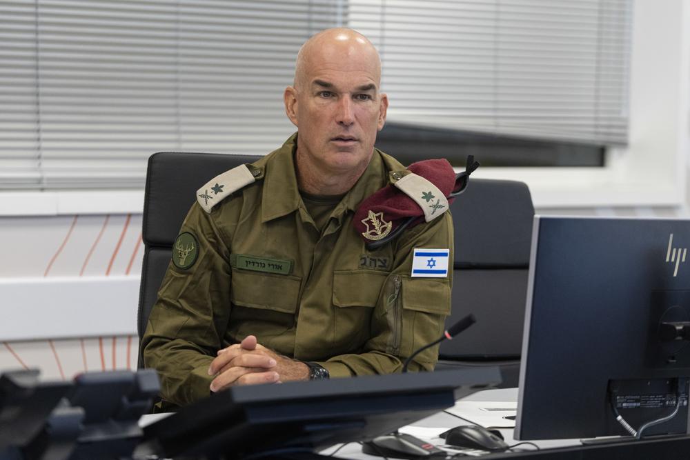 Maj. Gen. Ori Gordin, who just completed a term as head of Israel’s Home Front Command. He is now the incoming head of the Northern Command, during an interview to Associated Press at the Home Front Command base near the city of Ramla, Israel, Monday, Aug. 29, 2022. (AP Photo/Tsafrir Abayov)