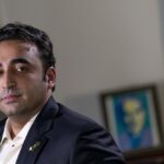 Pakistani Foreign Minister Bilawal Bhutto Zardari sits for an interview with the Associated Press at the Pakistan Embassy, in Washington, Tuesday, Sept. 27, 2022. (AP Photo/Andrew Harnik)