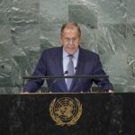 Foreign Minister of Russia Sergey Lavrov addresses the 77th session of the United Nations General Assembly, Saturday, Sept. 24, 2022 at U.N. headquarters. (AP Photo/Mary Altaffer)
