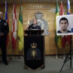 Assistant Commissioner Rhonda Blackmore speaks while Regina Police Chief Evan Bray, left, looks on during a press conference at RCMP “F” Division Headquarters in Regina, Saskatchewan, on Sunday, Sept. 4, 2022. Damien Sanderson and Myles Sanderson allegedly stabbed and killed 10 people between James Smith Cree Nation and Weldon, Saskatchewan, on Sunday morning, and the pair are presently at large. (Michael Bell/The Canadian Press via AP)