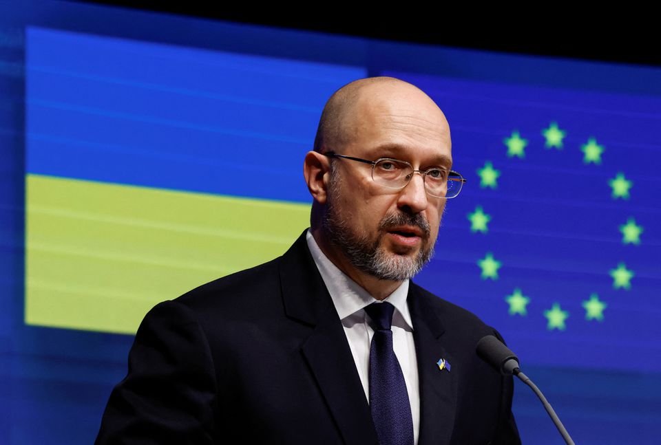 Ukrainian Prime Minister Denys Shmyhal takes part in a news conference after an EU-Ukraine Association Council, in Brussels, Belgium, September 5, 2022. REUTERS/Yves Herman