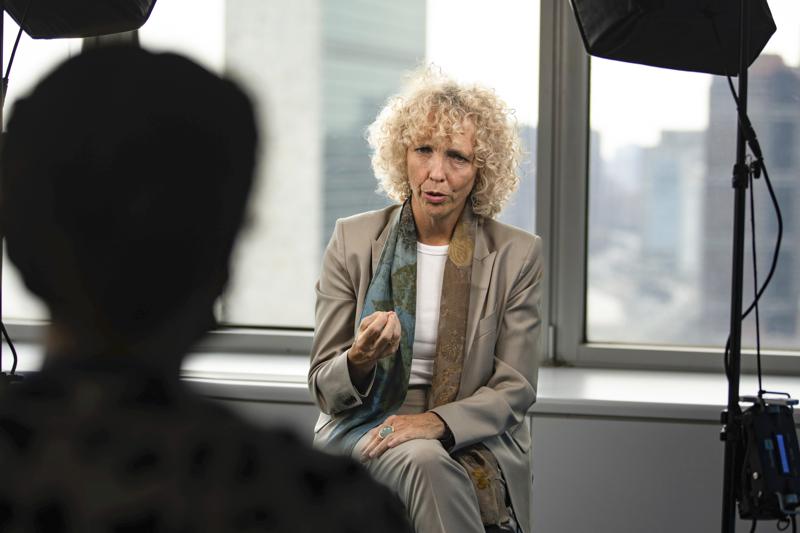 German Climate envoy Jennifer Morgan speaks during an interview at the German Mission to the United Nations on Monday, Sept. 19, 2022, in New York. Morgan said the country remains committed to phasing out coal as a source of power by 2030 even as it reactivates coal-fired power plants to get through this coming winter amid energy shortages as a result of Russia’s war in Ukraine. (AP Photo/Robert Bumsted)