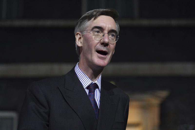 Newly installed Business Secretary Jacob Rees-Mogg leaves Downing Street, London, after meeting new Prime Minister Liz Truss, Tuesday, Sept. 6, 2022. (Kirsty O’Connor/PA via AP)