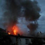 Ukrainian firefighters put out a fire in a residential house after a Russian military strike, as Russia’s attack in Ukraine continues, in Kharkiv, Ukraine September 10, 2022. REUTERS/Gleb Garanich