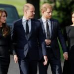 Britain’s William, Prince of Wales, Catherine, Princess of Wales, Prince Harry and Meghan, the Duchess of Sussex walk outside Windsor Castle, following the passing of Britain’s Queen Elizabeth, in Windsor, Britain, September 10, 2022. REUTERS/Peter Nicholls