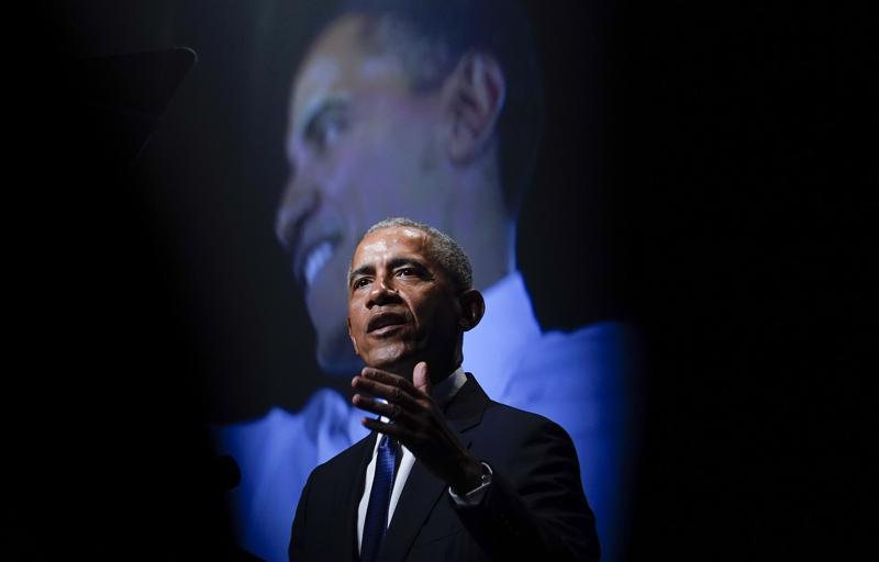 FILE – Former President Barack Obama speaks during a memorial service for former Senate Majority Leader Harry Reid at the Smith Center in Las Vegas, Jan. 8, 2022. Obama won an Emmy Award for his work on the Netflix documentary series, “Our Great National Parks,” on Saturday, Sept. 3, 2022. (AP Photo/Susan Walsh, File)