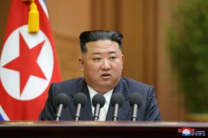 North Korea’s leader Kim Jong Un addresses the Supreme People’s Assembly, North Korea’s parliament, which passed a law officially enshrining its nuclear weapons policies, in Pyongyang, North Korea, September 8, 2022 in this photo released by North Korea’s Korean Central News Agency (KCNA). KCNA via REUTERS