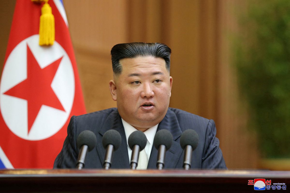 North Korea’s leader Kim Jong Un addresses the Supreme People’s Assembly, North Korea’s parliament, which passed a law officially enshrining its nuclear weapons policies, in Pyongyang, North Korea, September 8, 2022 in this photo released by North Korea’s Korean Central News Agency (KCNA). KCNA via REUTERS