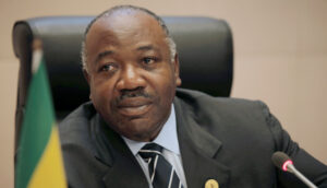 Gabon’s President Ali Bongo Ondimba addresses a meeting on climate change at the 30th Ordinary Session of the Assembly of the Heads of State and the Government of the African Union in Addis Ababa
