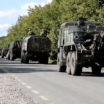 A still image from video, released by the Russian Defence Ministry, shows what it said to be a Russian military convoy heading towards the frontline in Ukraine’s Kharkiv region, at an unidentified location in the course of Russia-Ukraine conflict, in this still image taken from a handout video released September 9, 2022. Russian Defence Ministry/Handout via REUTERS