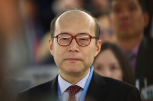Ambassador of China to the United Nations Chen Xu attends a session of the Human Rights Council at the United Nations in Geneva, Switzerland, February 24, 2020. Picture taken February 24, 2020. REUTERS/Denis Balibouse
