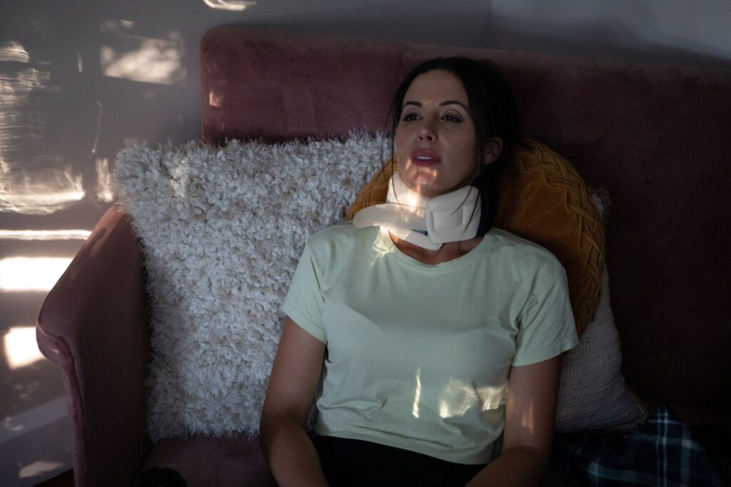 Lauren Nichols, who has long COVID, takes a break and rests in a lounge bed in the office in her home in Andover, Massachusetts, U.S., August 3, 2022. REUTERS/Lauren Owens Lambert