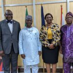L-R: Prof Oludara, Prof Solagberu, LASU VC Prof Olatunji-Bello and council chairman Sir Sunmoni