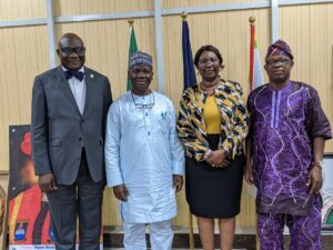 L-R: Prof Oludara, Prof Solagberu, LASU VC Prof Olatunji-Bello and council chairman Sir Sunmoni