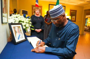 The Secretary to the Government of the Federation, Boss Mustapha, representative of President Muhammadu Buhari,  paid a condolence visit to the British High Commissioner to Nigeria, Catriona Laing, following the death of the British Monarch, Queen Elizabeth II, on Saturday, 10th September 2022 in Abuja