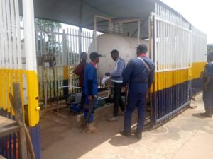 NMDPRA officials sealing off one of the gas stations in Benin City.
