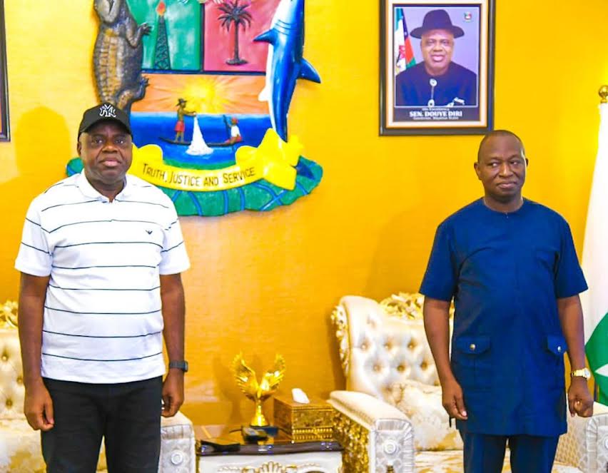 Bayelsa Governor Douye Diri (L), Dr Azibapu Eruani (R)