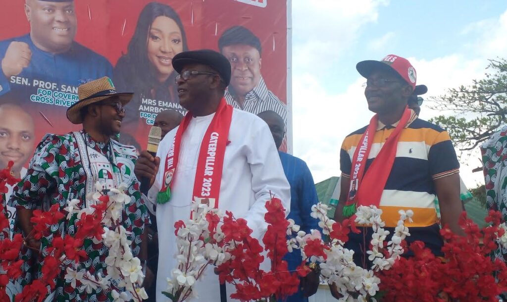From left Ikem, Ebock and Ukweni during the defection rally held at Iwuru community in Biase LGA of Cross River State