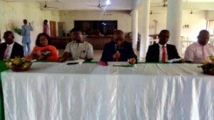Dr Opara reeling out the results at NABTEB Headquarters in Benin City
