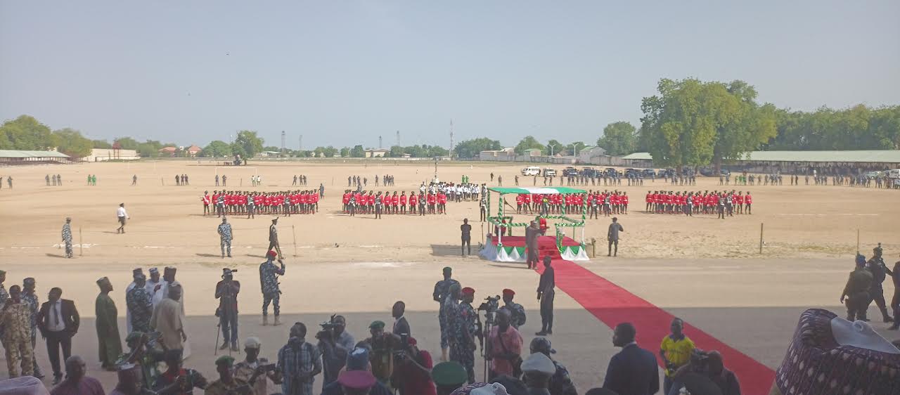 Police on parade at Ramat Square, Maiduguri