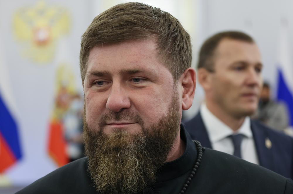 FILE – Chechnya’s regional leader Ramzan Kadyrov arrives to attend a ceremony to sign the treaties for four regions of Ukraine to join Russia, at the Kremlin in Moscow, Sept. 30, 2022. (Mikhail Metzel, Sputnik, Kremlin Pool Photo via AP, File)
