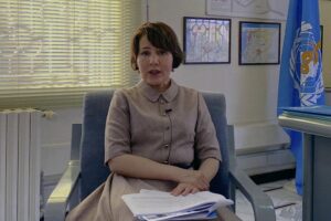 FILE – Dr. Akjemal Magtymova, the World Health Organization’s representative in Syria, speaks during an interview at her office in Damascus, Syria, Tuesday, Feb. 2, 2021. Staffers at the WHO’s Syrian office have alleged that their boss mismanaged millions of dollars, plied government officials with gifts — including computers, gold coins and cars — and acted frivolously as COVID-19 swept the country. (AP Photo)